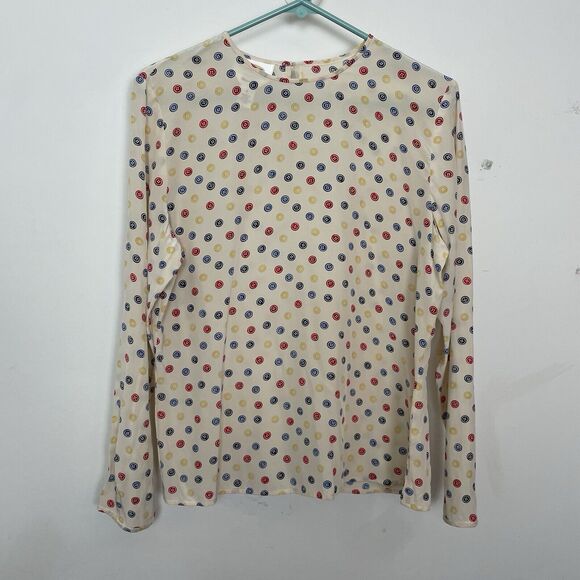 Talbots Pure Silk Button Print Novelty Shell Blouse Colorful Primary Unique - Picture 14 of 14